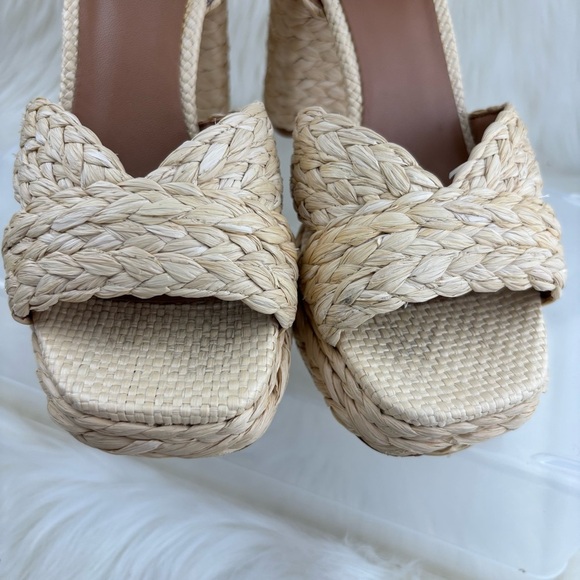 Kate Spade Biege Braided Raffia Espadrilles Woven Sandals - Picture 8 of 14